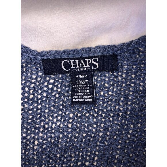 Ralph Lauren Chaps Womens Size M Sweater Loose Knit Lightweight 3/4 Sleeves Blue - Picture 2 of 9